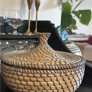 Vintage Woven Basket with Lid